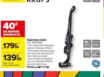Carrefour Rowenta Aspirateur Balai offre