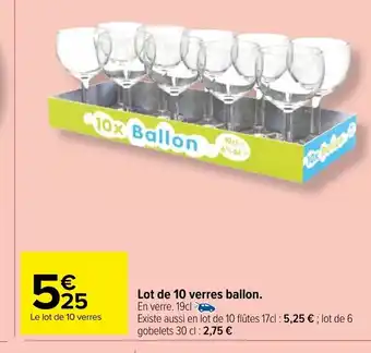Carrefour Market Lot de 10 Verres Ballon offre