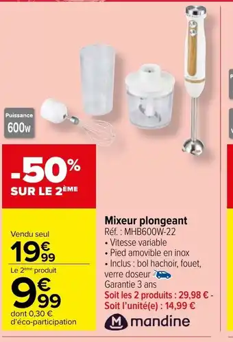 Carrefour Market Mandine Mixeur Plongeant offre