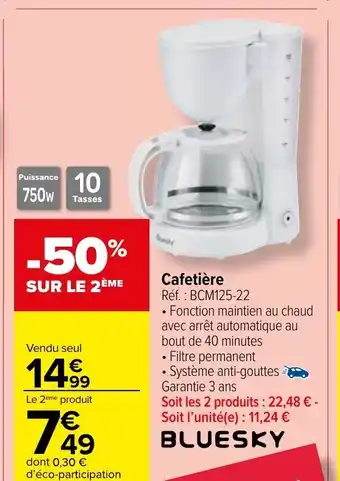 Carrefour Market Bluesky cafetière offre