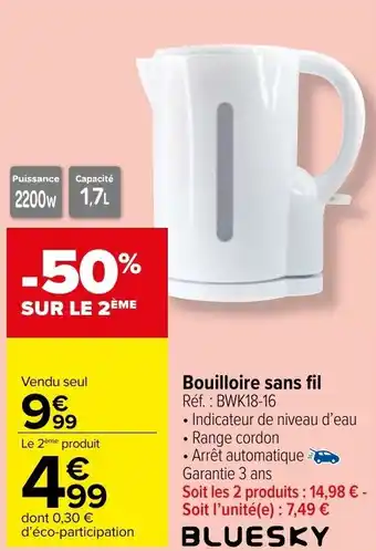 Carrefour Market Bouilloire Sans Fil offre