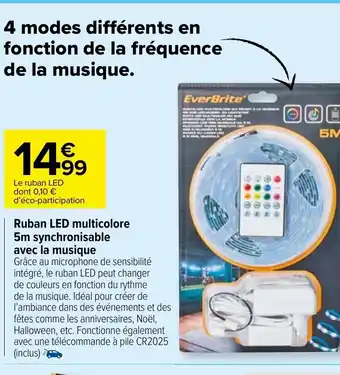 Carrefour Market Ruban Led Multicolore 5m Synchronisable Avec La Musique offre