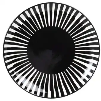 Assiette à dessert en grès noir et blanc