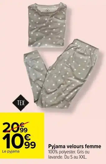 Carrefour Market Pyjama Velours Femme offre