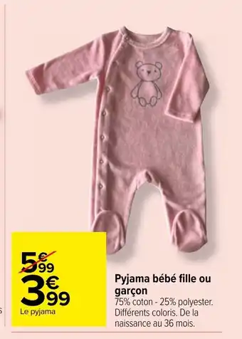 Carrefour Market Pyjama Bébé Fille Ou Garcon offre