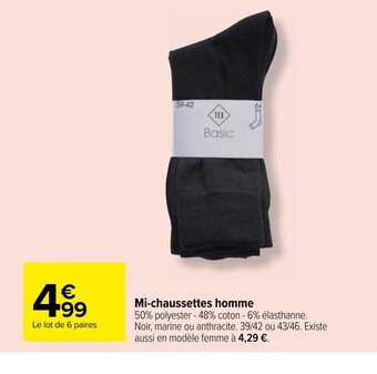 Carrefour Market Mi-Chaussettes Homme offre