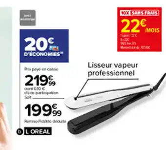 Carrefour Lisseur Vapeur l'Oreal Blanc offre