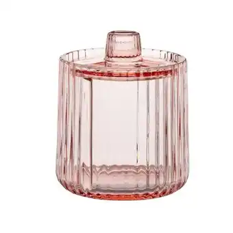 Pot à cotons en verre rose