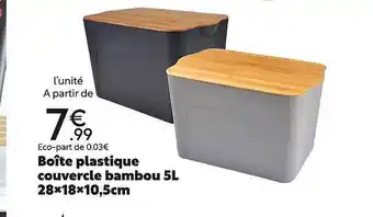 Maxi Bazar Boîte plastique couvercle bambou 5 l 28 x 18 x 10,5 cm offre