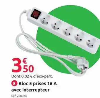 Bloc 5 prises 16 a avec interrupteur