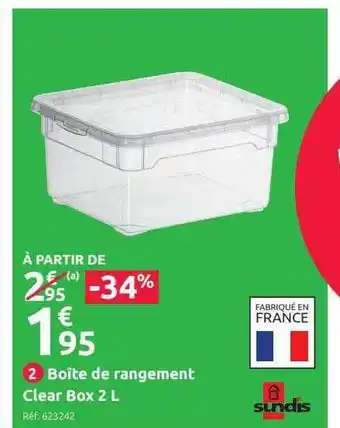 Mr Bricolage Boîte de rangement clear box 2 l sundis offre