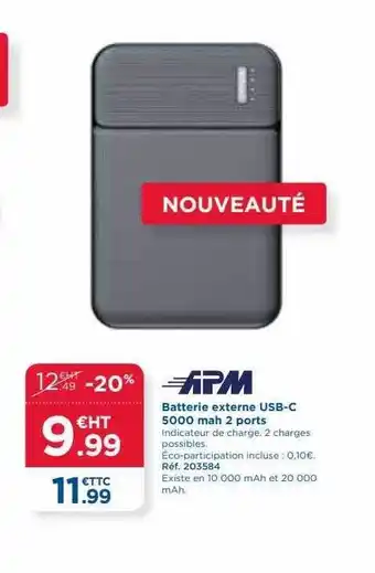 Batterie externe usb-c 500 mah 2 ports