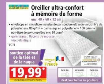 Norma Oreiller ultra-confort à mémoire de forme offre