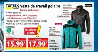 Norma Veste de travail polaire femme ou homme toptex pro offre