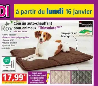 Norma Coussin auto-chauffant pour animaux offre