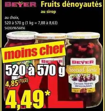 Norma Fruits dénoyautés au sirop beyer offre