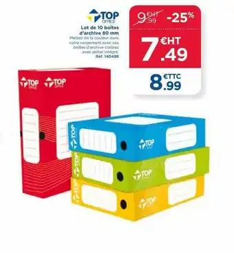 Top Office Lot de 10 boîtes d'archive 80 mm offre