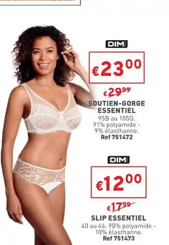 Soutien-gorge essentiel dim, slip essentiel dim