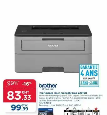 Imprimante laser monochrome l2310d brother