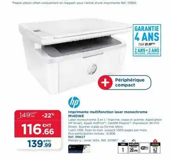 Top Office Imprimante multifonction laser monochrome m140we hp offre
