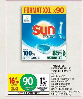Intermarché Tablettes lave vaisselle tout en 1 x90 sun offre