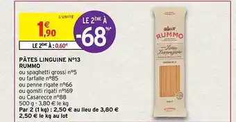 Intermarché Contact Pâtes linguine n°13 rummo offre