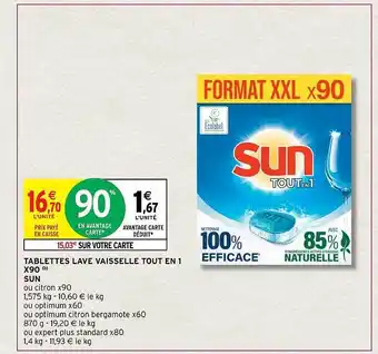 Intermarché Express Tablettes lave vaisselle tout en 1 x90 sun offre