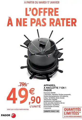 Intermarché Express Appareil à raclette 7 en 1 fagor offre