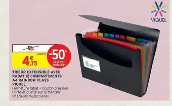 Intermarché Hyper Trieur extensible avec rabat 12 compartiments a4 rainbow class viquel offre