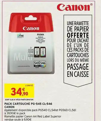 Pack cartouche pg-545 cl-546 canon