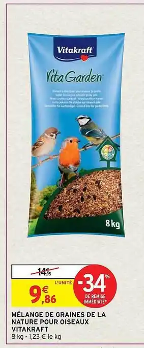 Intermarché Hyper Mélange de graines de la nature pour oiseaux vitakraft offre
