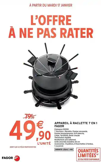 Intermarché Hyper Appareil à raclette 7 en 1 fagor offre
