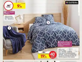 Intermarché Hyper Plaid shinny domédia, parure housse de couette et 2 taies d'oreiller rosace domédia offre