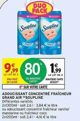 Intermarché Hyper Adoucissant concentré fraîcheur grand air soupline offre