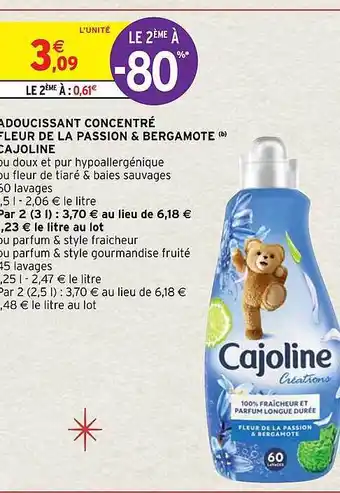 Intermarché Hyper Adoucissant concentré fleur de la passion & bergamote cajoline offre