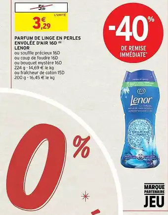 Intermarché Hyper Parfum de linge en perles envolée d'air 16d lenor offre