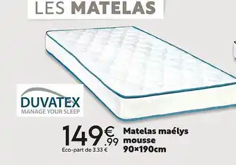 Maxi Bazar Matelas maélys mousse 90 x 190 cm duvatex offre