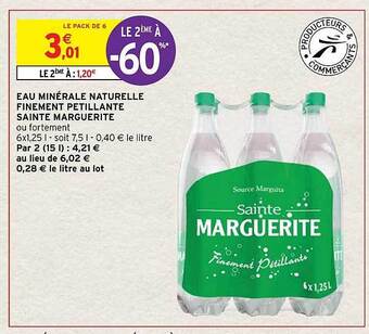 Intermarché Hyper Eau minérale naturelle finement pétillante sainte marguérite offre