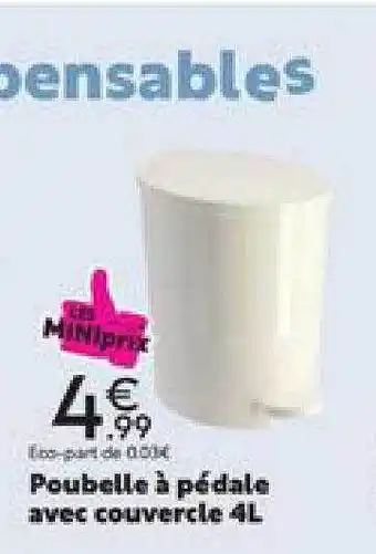 Maxi Bazar Poubelle à pédale avec couvercle 4 l offre