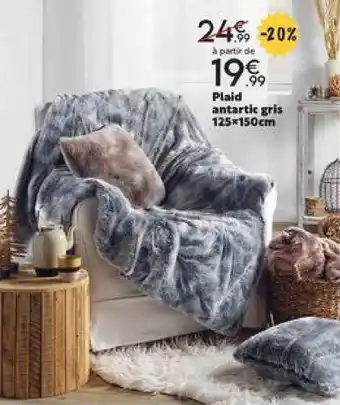 Maxi Bazar Plaid antartic gris 125 x 150 cm offre
