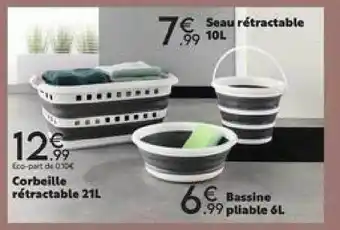 Maxi Bazar Corbeille rétractable 21l, seau rétractable, bassine pliable 6 l offre