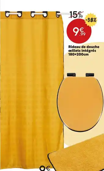Maxi Bazar Rideau de Douche Oeillets Intégrés 180x200cm offre