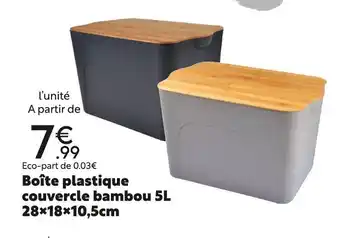 Maxi Bazar Boite Plastique Couvercle Bambou 5L offre