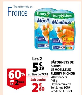 Auchan Supermarché Batonnets De Surimi Le Moelleux Fleury Michon offre