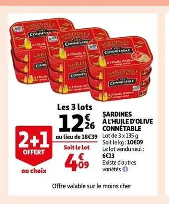 Auchan Supermarché Sardines A L'Huile D'Olive Connetable offre
