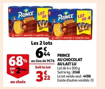 Auchan Supermarché Prince Au Chocolat Au Lait Lu offre
