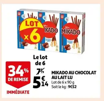 Auchan Supermarché Mikado Au Chocolat Au Lait Lu offre