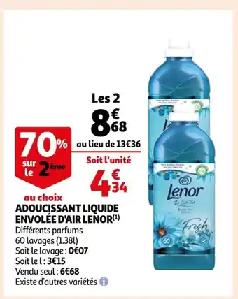 Auchan Supermarché Adoucissant Liquide Envolee D'air Lenor offre