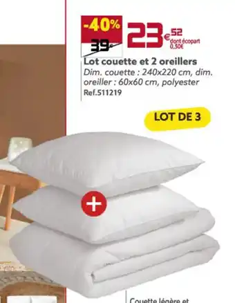 Gifi Lot Couette et 2 Oreillers offre