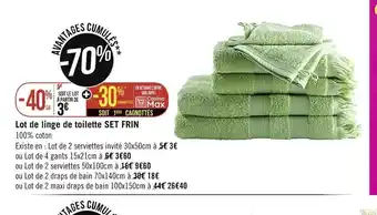 Géant Casino Lot de Linge de Toilette Set Frin offre